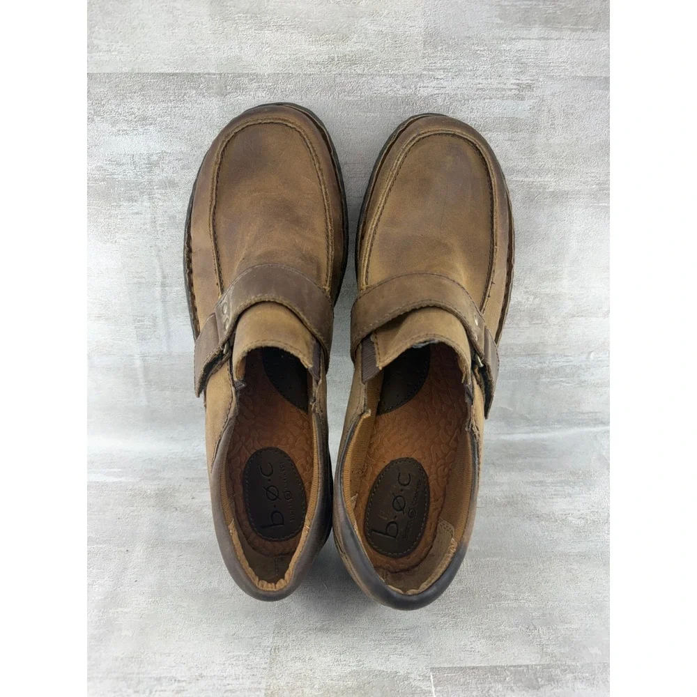 BOC Born Concept Mens Brown Leather Loafers Slip On Shoes C95823 Size 10M